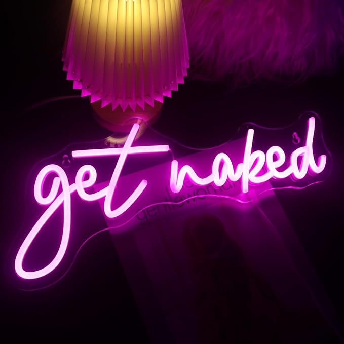 QiaoFei Led Get Naked Neon Sign Letters USB Powered Neon Lights for Room Home Bar Art Wall Decor Party Window Living Room Decor Christmas' Gift (Pink)
