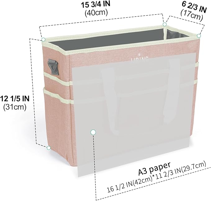 JJRING Craft Organizer Tote Bag, Large Art Storage Caddy with Multiple Pockets, Beige Sewing Bag for Art, Craft, Scrapbooking, School, Medical, and Office Supplies Storage