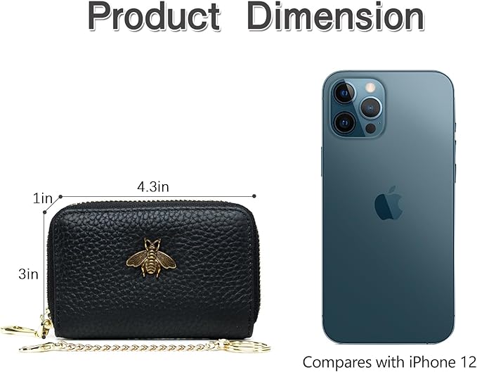 imeetu RFID Credit Card Holder, Small Leather Zipper Card Case Wallet for Women