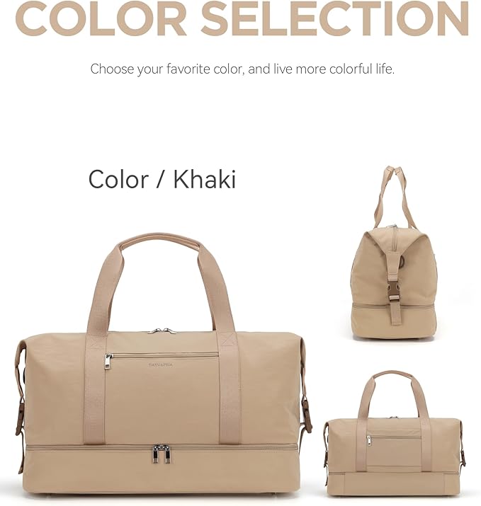 Oeihuivt Weekender Bags for Women - 21 Inch Large Travel Duffel Bag 2-Piece Set with Shoe Compartment, Heavy-Duty Canvas Leather Carry On Overnight Tote