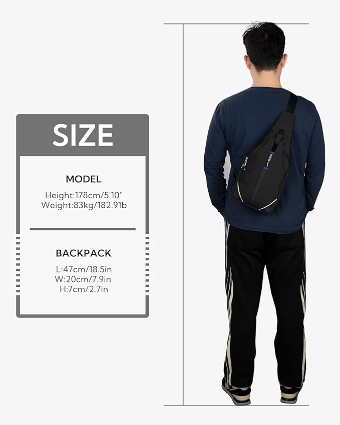 WATERFLY Medium Crossbody Sling Backpack Anti Theft Backpack for Traveling Chest Shoulder Bag