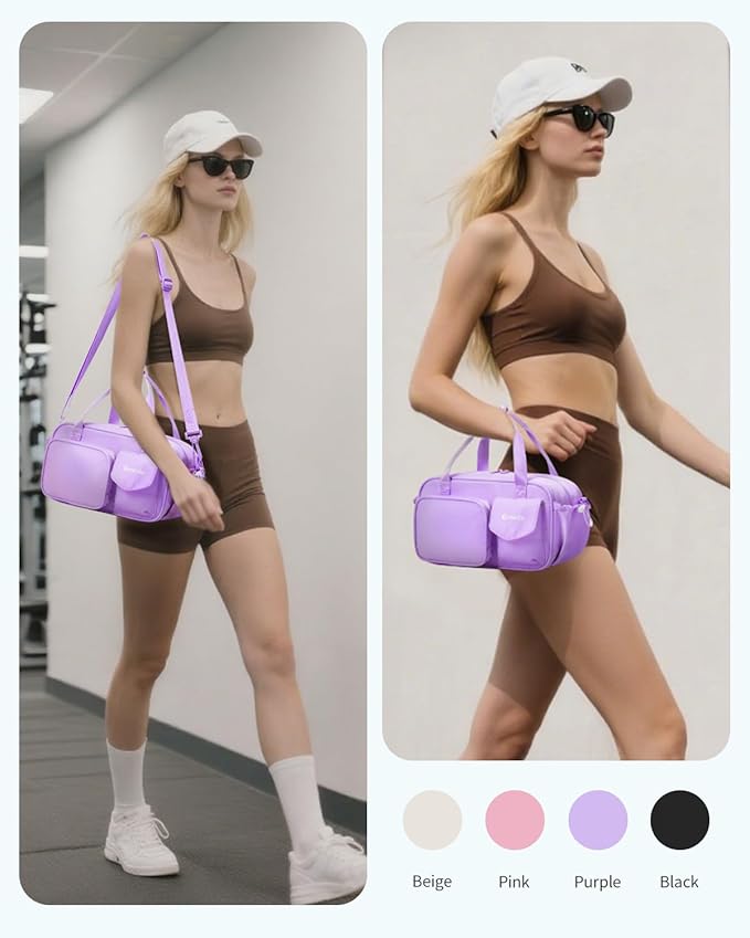 Ceneda 12 inch Mini Gym Bag for Women, Small Duffle Bag with Wet Pocket, Lightweight Multi-Pocket Travel Tote for Yoga, Sports, Workout, Daily Use - Water-Resistant