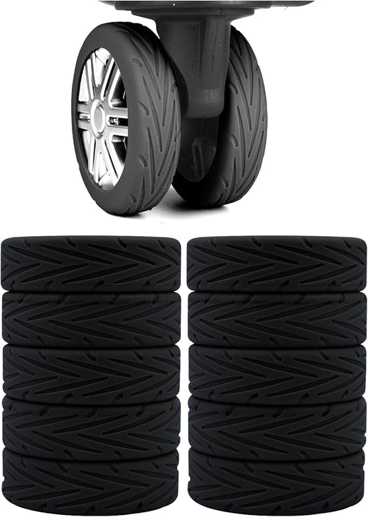 10Pcs Luggage Wheel Covers Silicone Silent Suitcase Protector for Luggage Office Chair Caste Upgraded Wear-Resistant Anti-Noise Shock Absorption Suitcase Wheel Covers Accessories Black