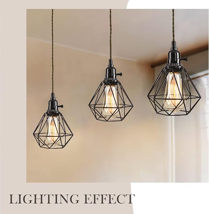 3-Light Hanging Light with Plug in Cord,Plug in Pendant Light 22ft Hemp Rope Pendant Lighting Vintage 3-Light Hanging Lamp Fixtures for Kitchen Island Living Room Bedroom