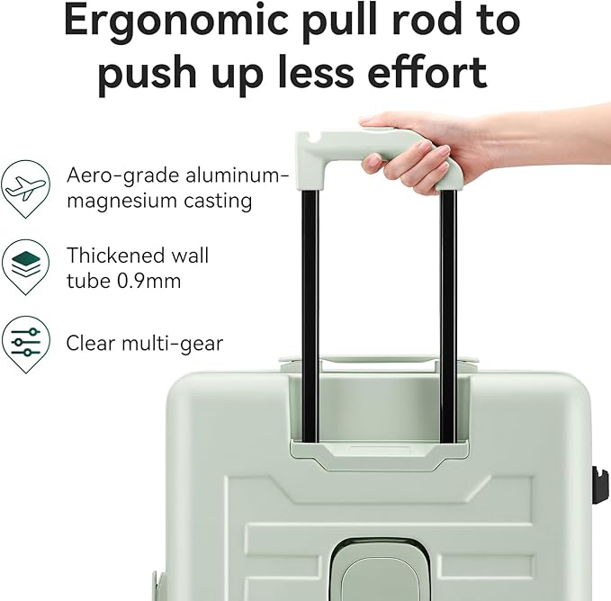 ROAMING 26 Inch Checked Luggage Expandable PC Hard Shell Suitcases for Front Opening with Cup Holder TSA Lock Travel Luggage with Spinner Wheels Suitcase,Specially Designed Ergonomic Pull Rod Handle