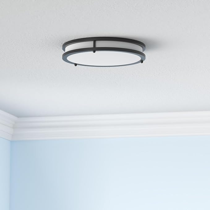 2-Pack 36W LED Ceiling Lights Black, 13inch Flush Mount Light Fixtures 3600LM 2700K/3000K/4000K/5000K/6500K Color Changing Ceiling Lights, Modern Dimmable Lighting for Kitchen Living Room Bedroom