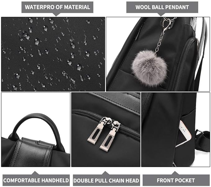 PINCNEL Women Backpack Purse Waterproof Nylon Anti-theft Rucksack Lightweight Shoulder Bag