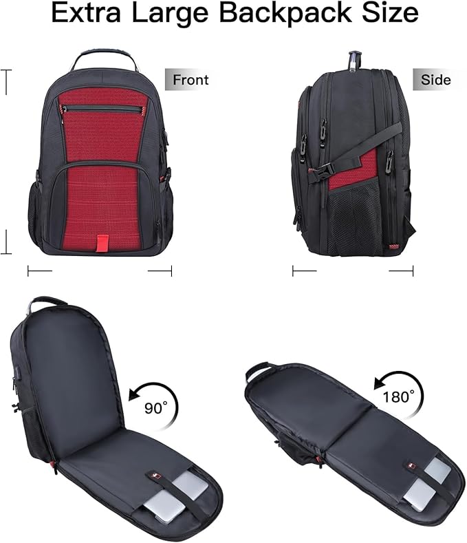 ANTERK Extra Large Backpack, Travel Laptop Backpack, Sturdy TSA Water Resistant 17.3 Inch Carry on Backpacks, Anti Theft Business Computer Backpacks Gifts for Men Women, Red