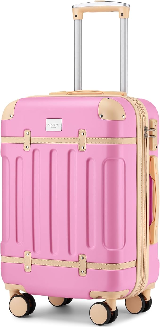 LARVENDER Carry On Luggage 22x14x9 Airline Approved with Spinner Wheels, Expandable 20 Inch Luggage with TSA Lock, Hard Shell Carry On Suitcases for Women Men, Berry