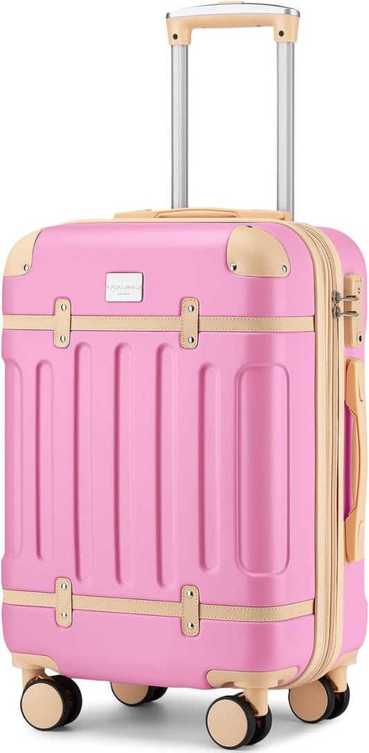 LARVENDER Carry On Luggage 22x14x9 Airline Approved with Spinner Wheels, Expandable 20 Inch Luggage with TSA Lock, Hard Shell Carry On Suitcases for Women Men, Berry