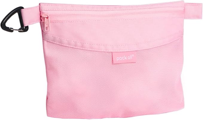 pack all Water-resistant Material Zipper Pouch, Mesh Zipper Bags for Storage, Travel, Office (Pink, Small)
