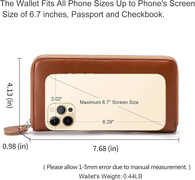 Moflycom Womens Wallet RFID Blocking Genuine Leather Zip Around Wallet Clutch Wristlet Travel Long Purse for Women