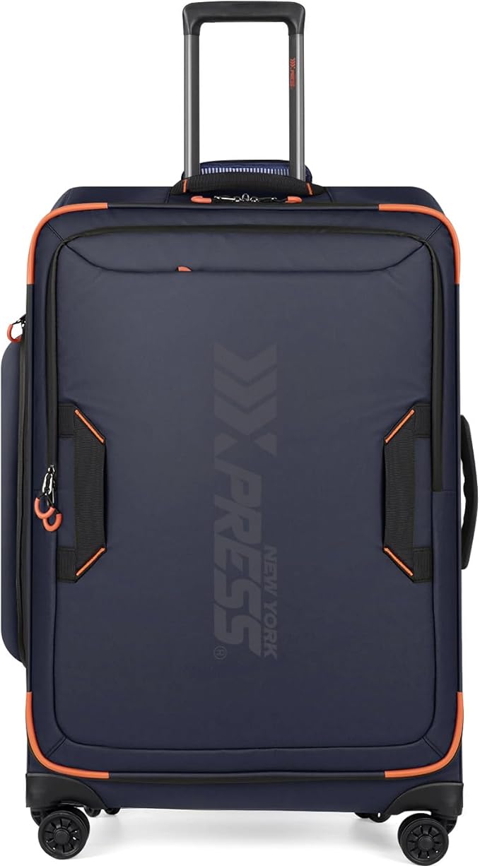 26'' Softside Rolling Luggage with Double Spinner Wheels,Waterproof,Lightweight Travel Suitcase for Men Women（Blue,26in）