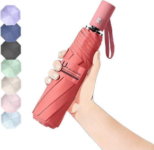 BAODINI Small UV Protection Travel Umbrella Compact for Rain and Sun UPF 50+ Windproof Portable 42 inch Umbrella for Women and Men