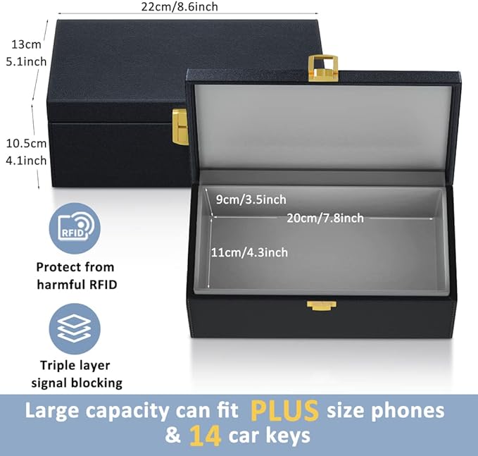 Samfolk Faraday Box with Faraday Bags for Car Keys, Car Key Signal Blocking Box, Keyless Entry Car Key Safe Protector Anti-Theft Shielding Cage