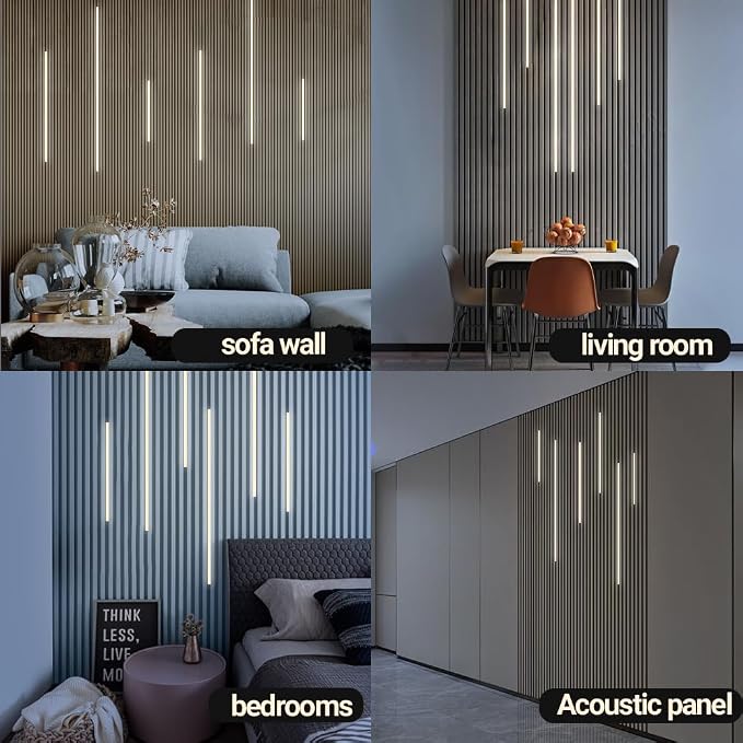 HAMRVL LED Recessed Lighting for Wall Panels, 6PCS Warm White Wall Panel Lights with Touch Switch, Dimmable Self-Adhesive 3000K Slat Wall Lights Strip for Living Rooms, Bedrooms, Kitchen Cabinets