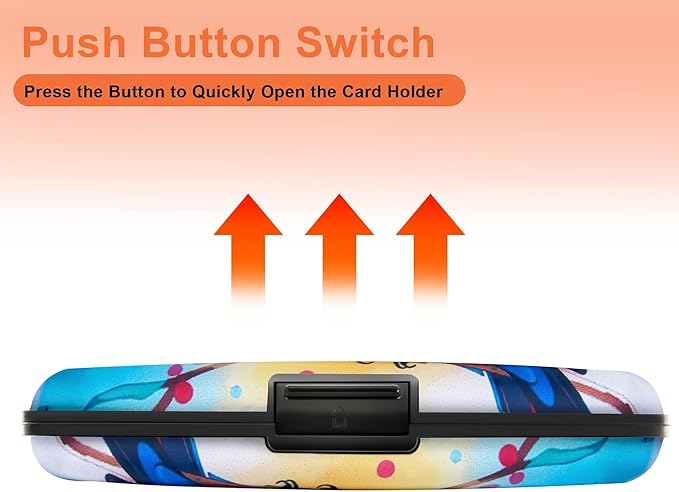 Mayski Credit Card Holder, RFID Blocking, Aluminum Alloy Hard Case, Small Mini Business Metal Wallet for Women Men, Colorful Bird