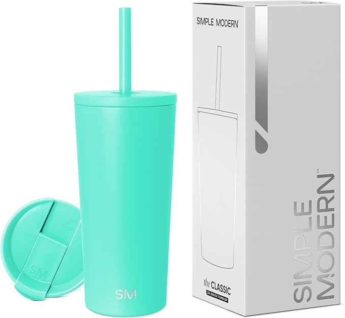 Simple Modern Classic Tumbler with Straw Lid | Insulated Iced Coffee Cup Reusable Stainless Steel Water Bottle Travel Mug | Gifts for Women Men Her Him | 20oz | Tropical Wave
