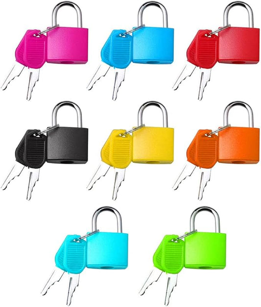 8 Pcs Luggage Locks with Keys, Locker Lock Small Luggage Padlocks, Suitcase Locks Metal Keyed Padlock for School Gym 8X Multicolor