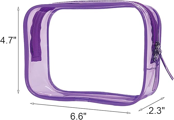 Buminee Clear Travel Toiletry Bag, Lightweight Transparent TSA Cosmetic Pouch, Multipurpose For Traveling - Purple 1 Pack