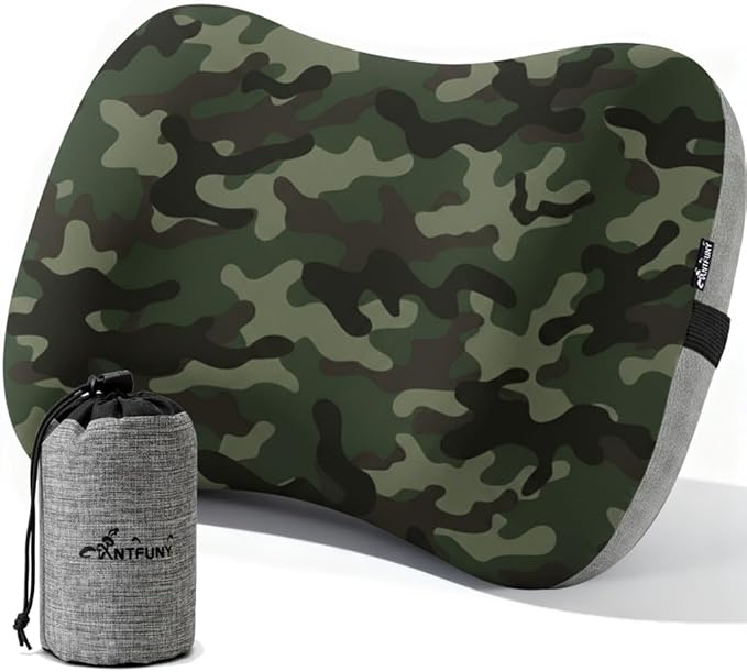 Inflatable Neck Pillow for Camping Backpacking Beach Small Ultralight Portable Hiking Gear Sleeping Bag Pad Fan Foldable Table Stove String Light Toilet Shower Cookware Flashlight Couch Accessories