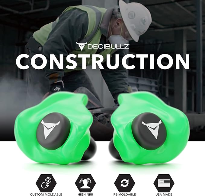 Decibullz - Custom Molded Earplugs, 31dB Highest NRR, Comfortable Hearing Protection for Shooting, Travel, Work and Concerts