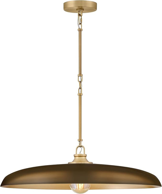 Hinkley Sadie 24" Large Dome Chandelier, Heritage Bronze/Lacquered Brass | Two Tone Saucer Pendant, Includes (5) 7" Downrods, Needs a Med. LED Bulb, Adjustable Height, Dining Room, Kitchen