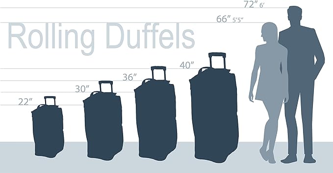 Rockland Rolling Duffel Bag, Black, 22"
