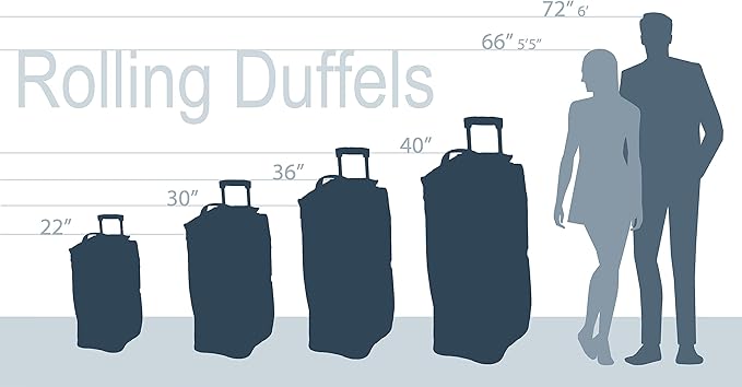 Rockland Rolling Duffel Bag, Black, 22"