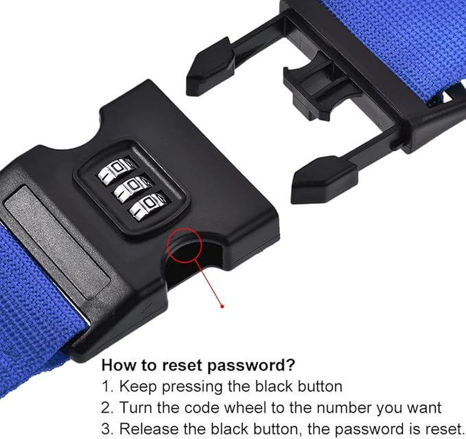 uxcell Luggage Straps Suitcase Belts with Buckle, Combination Lock, 2Mx5cm Adjustable PP Travel Packing Accessories, Dark Blue 2Pcs
