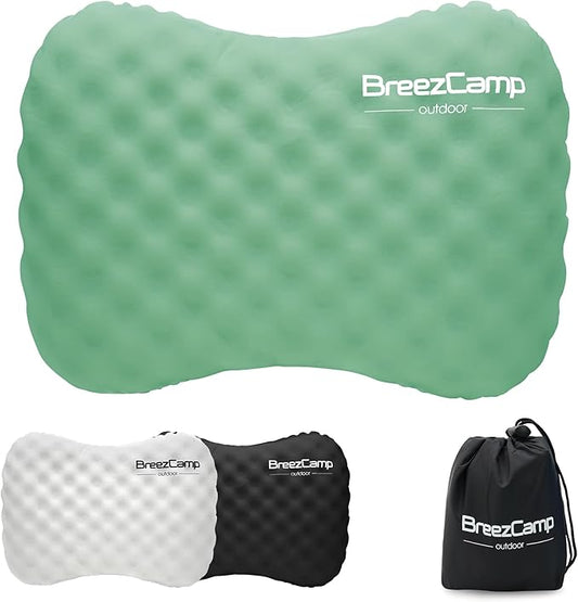 Camping Pillow with Soft Cover, Lightweight Inflatable Pillow for Neck Lumbar Support,Upgrade Backpacking Pillow,Washable Travel Air Pillows for Hiking, Backpacking, Airplane, Beach, Green