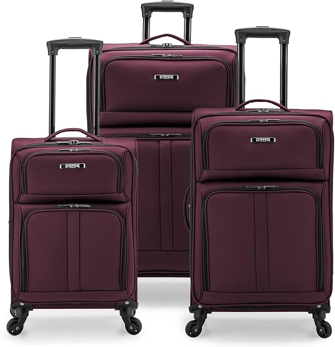 U.S. Traveler Anzio Softside Expandable Luggage with Spinner Wheels, Burgundy, 3-Piece Set (22/26/30)
