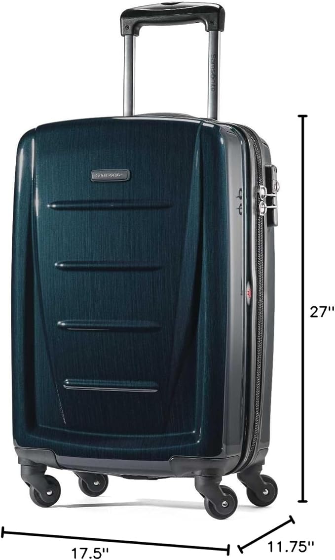 Samsonite Winfield 2 Hardside Expandable Luggage with Spinner Wheels, Teal, Checked-Medium 24-Inch