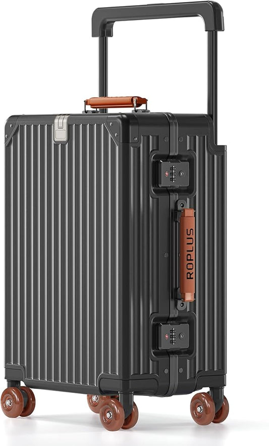 Aluminium Frame Carry on Luggage with Smooth Jelly Wheels, Hardside Zipperless Rolling Suitcase with TSA Lock (Grey, 21-Inch)