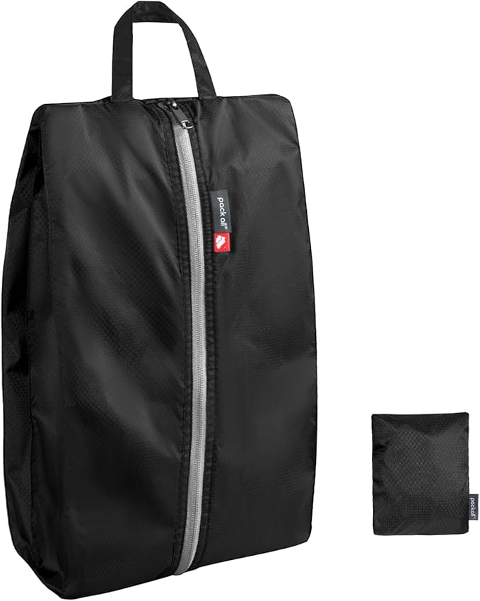 pack all Foldable Plus-Sized Shoe Bag for Travel, Water-Resistant Ultralight Shoe Pouch for Gym, Odor-Resistant Soccer Cleats Bag for Sport (Dual Pocket Version)