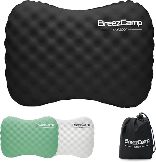 Camping Pillow with Soft Cover, Lightweight Inflatable Pillow for Neck Lumbar Support,Upgrade Backpacking Pillow,Washable Travel Air Pillows for Hiking, Backpacking, Airplane, Beach, Black
