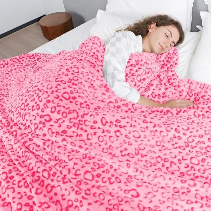 ZHIKU Pink Blanket for Women - Cheetah Print Blanket Pink Gifts for Women Mother Girls Soft Warm Leopard Print Throw Blanket for Birthday Gifts 50"x60"