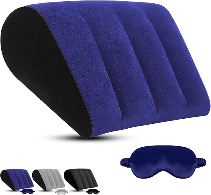 TheClover Inflatable Wedge Pillow for Sleeping - Leg Elevating Pillow with Sleep Mask, Bed Wedge Pillow for Camping