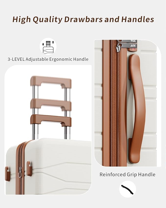 3 Piece Luggage Set, 21/25/29 Inch Expandable Luggage Sets with Spinner Wheels, ABS+PC Hardshell Suitcases, Suitcase Set with YKK Zipper, TSA Lock & 3 Tags