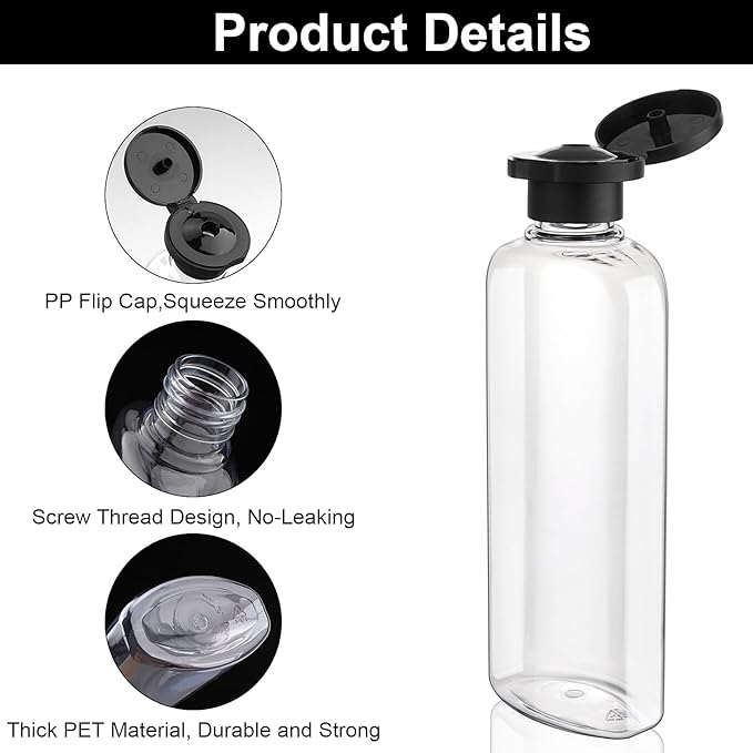 Travel Shampoo and Conditioner Bottles 7.7oz 3 Pack Leak Proof Squeeze Bottles with Flip Cap Refillable Containers Plastic Travel Toiletry Bottles for Lotion Shampoo Conditioner