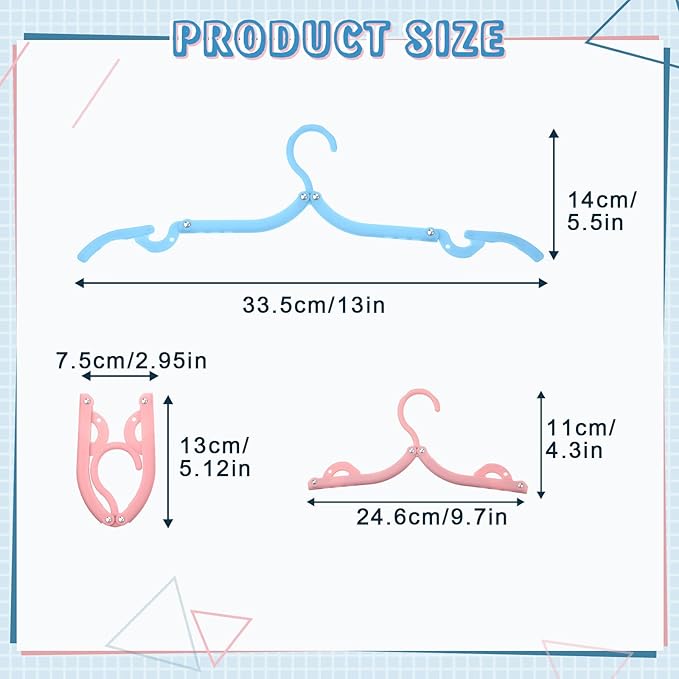 Sieral 40 Pcs Foldable Travel Hangers Plastic Portable Folding Clothes Hangers Cruise Ship Essentials for Travel Cruises Suitcase Dormitory School Hotel Women Laundry Coat Bag Drying(Multicolor)