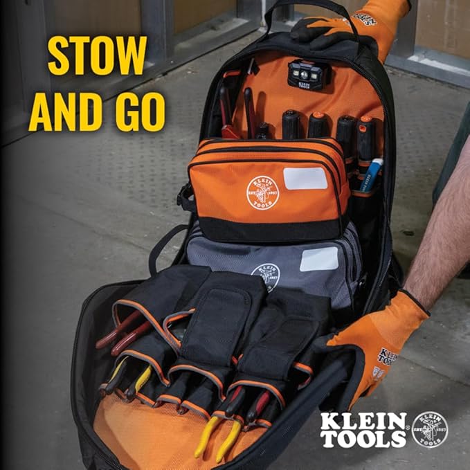 Klein Tools Tool Pouch, Dual Compartments, Heavy-Duty Tool Bag Organizer, Multipurpose Bag