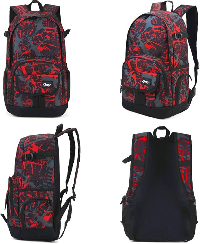 rickyh style School Backpack Travel Bag for Men & Women Lightweight College Back Pack with Laptop Compartmen (5, New Red)