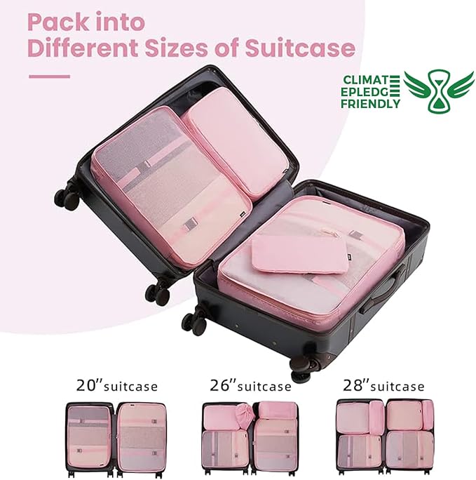 BAGAIL 6 Set/8 Set/10 Set Packing Cubes Various Sizes Packing Organizer for Travel Accessories Luggage Carry On Suitcase