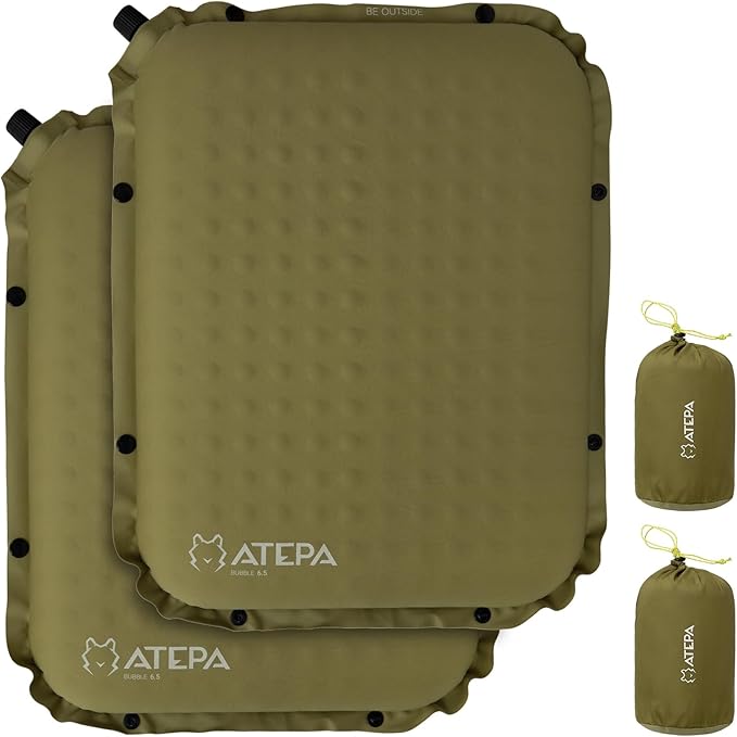 ATEPA Inflatable Seat Cushion, Self-Inflating Portable Stadium Airplane Travel Foam Cushion Pad for Camping, Sports Events, Outdoor
