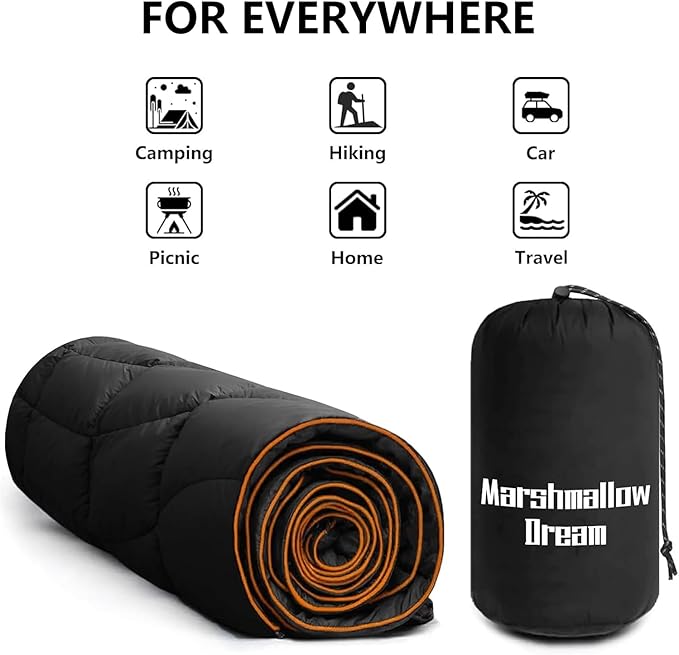 Camping Blanket,MINI Puffy Blanket Lightweight Windproof Water Resistant for Outdoors,Hiking,Beach,Car,Picnic,Stadium