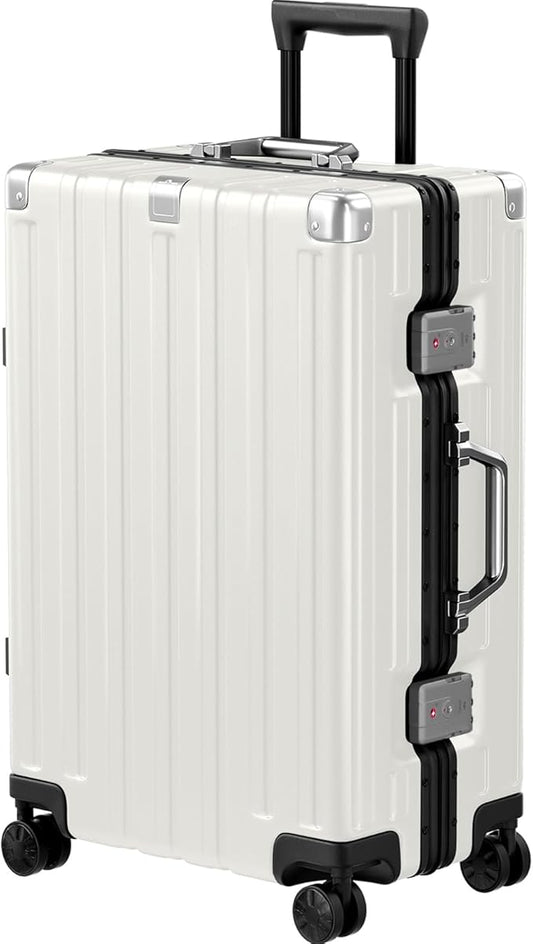 Krute Zipperless Luggage 24 Inch Aluminum Frame Suitcase with Spinner Wheels PC+ABS Hardide Checked Luggage TSA Approved