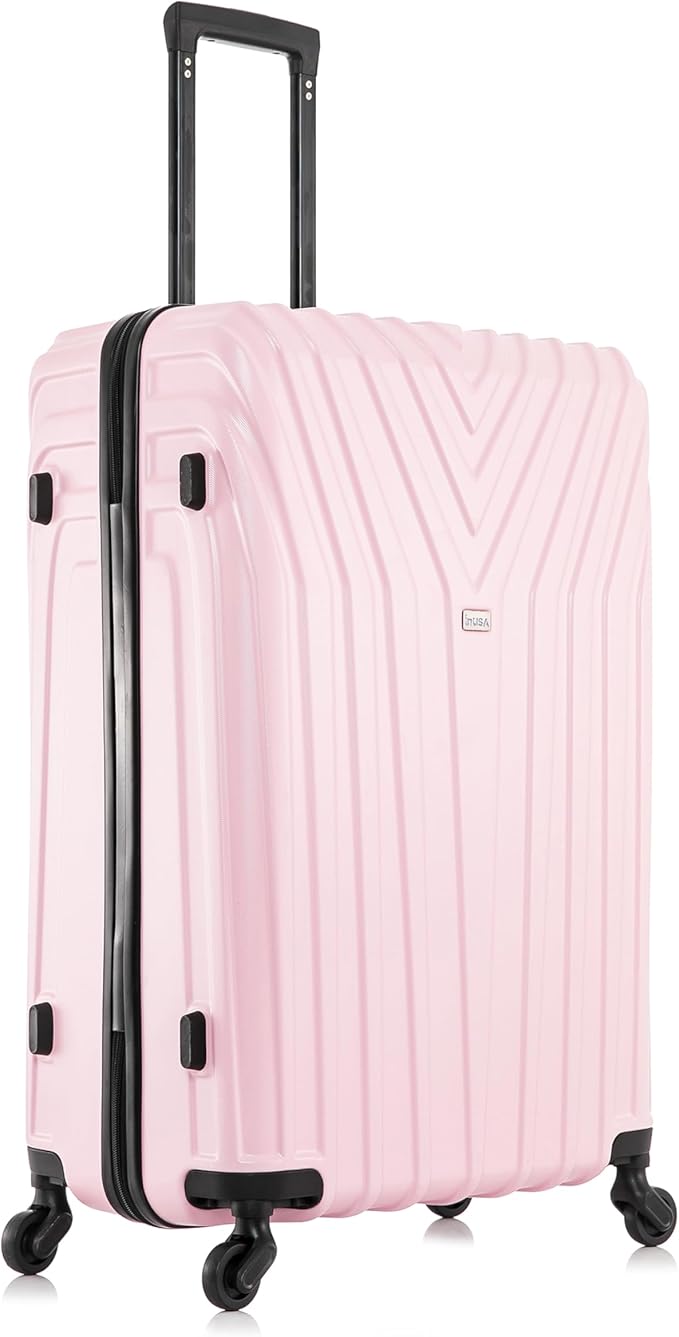 InUSA VASTY Luggage with Spinner Wheels | Durable Lightweight Hardside Suitcase Travel Bag with Handle and Trolley 24-Inch Medium Checked Luggage | Pink