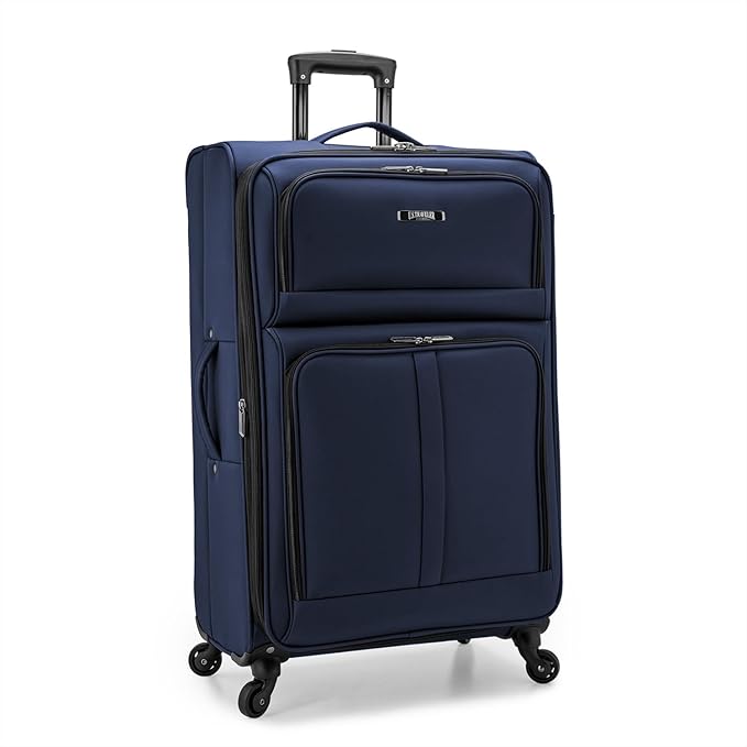 U.S. Traveler Anzio Softside Expandable Luggage with Spinner Wheels, Navy, 30-Inch Large