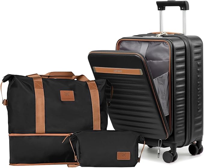 Joyway Carry on Luggage Airline Approved with Front Compartment and Cup Holder, 20 Inch Hard Shell Carry-on Suitcase with Spinner Wheels and TSA Lock for Women Men